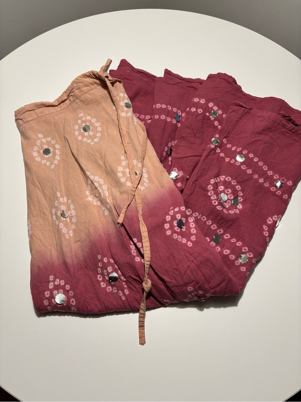 Sunset Pink Ombré Boho Cotton Maxi Skirt With Sequins